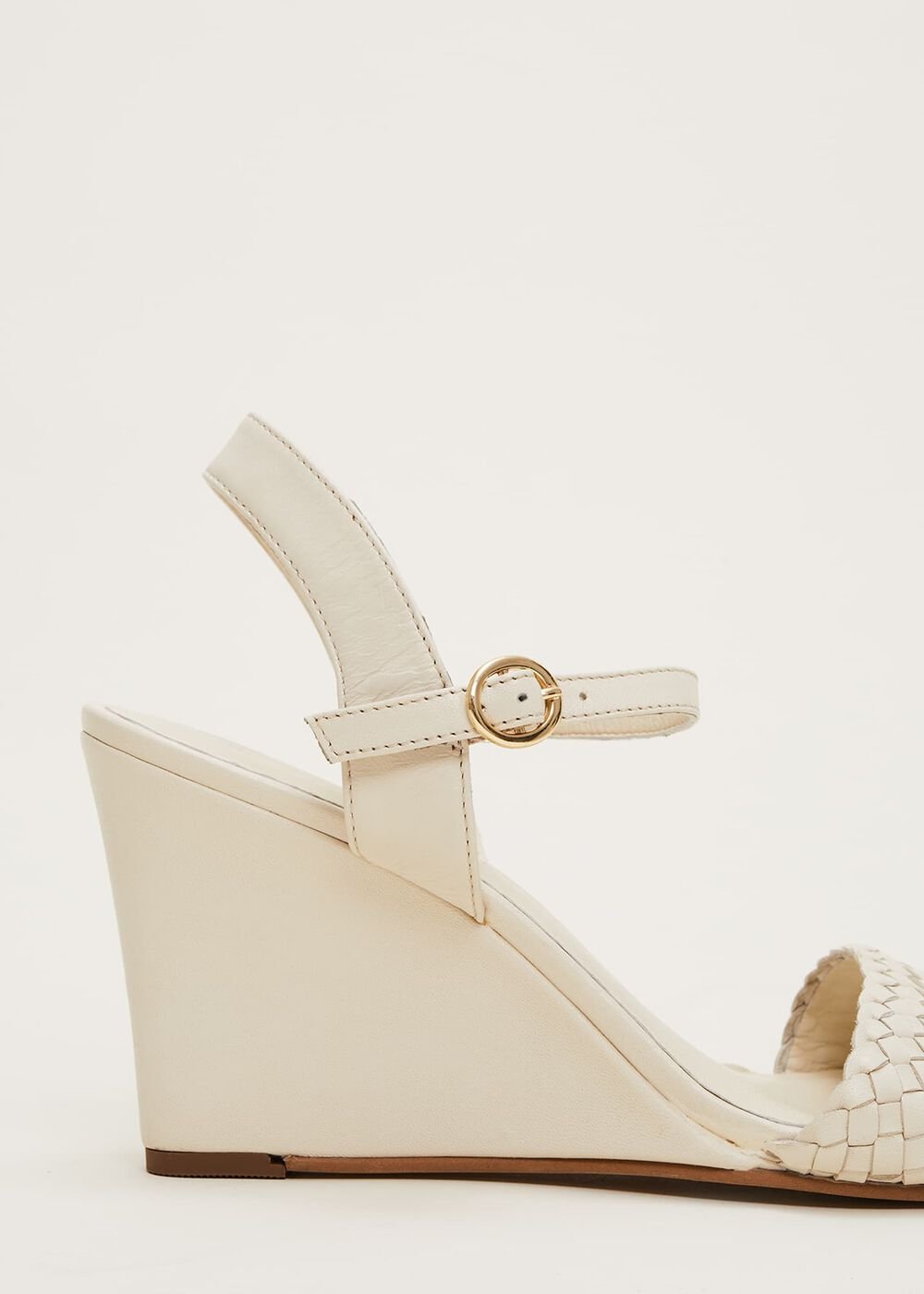 Leather Plait Strap Shoes - Ivory
