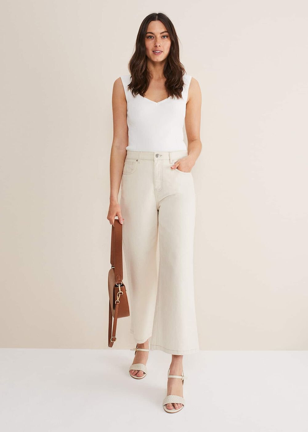 Leather Plait Strap Shoes - Ivory