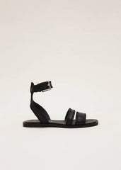 Leather Flat Sandals - Black
