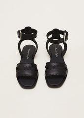 Leather Flat Sandals - Black