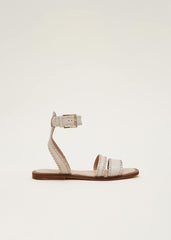 Leather Flat Sandals - Cream