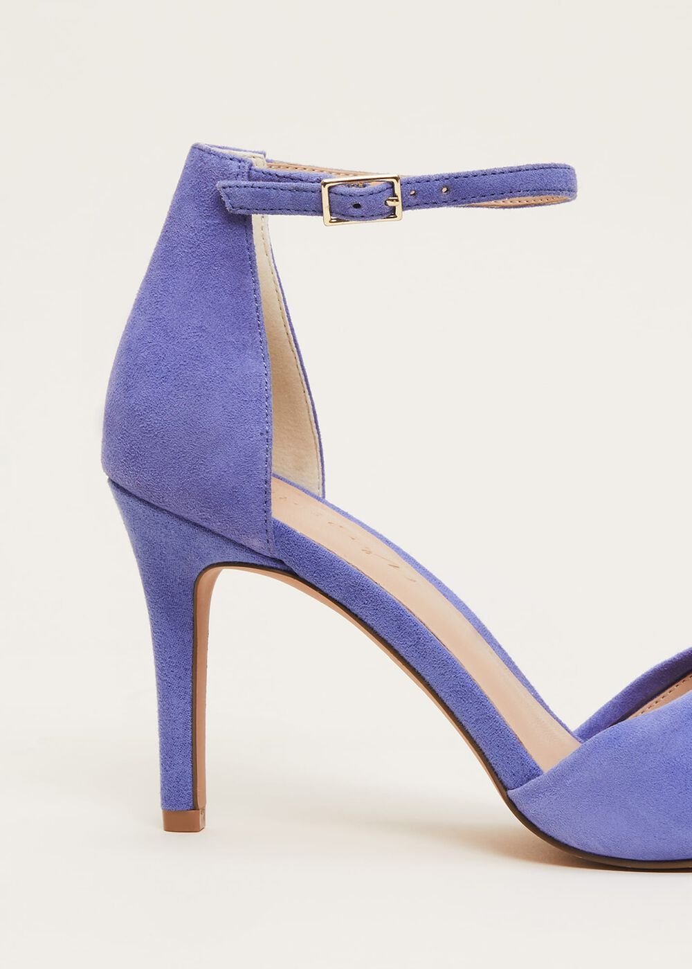 Blue Suede Open Toe Heels - Foxglove Blue