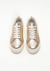 Leather Platform Trainers - Gold