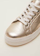 Leather Platform Trainers - Gold