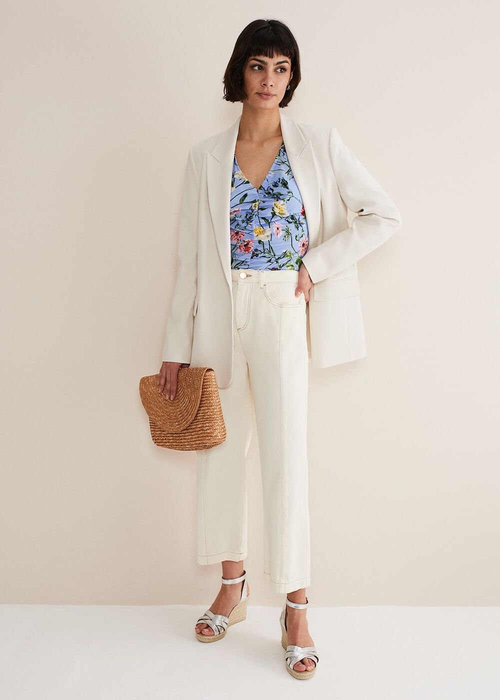Leather Strappy Espadrilles - Silver