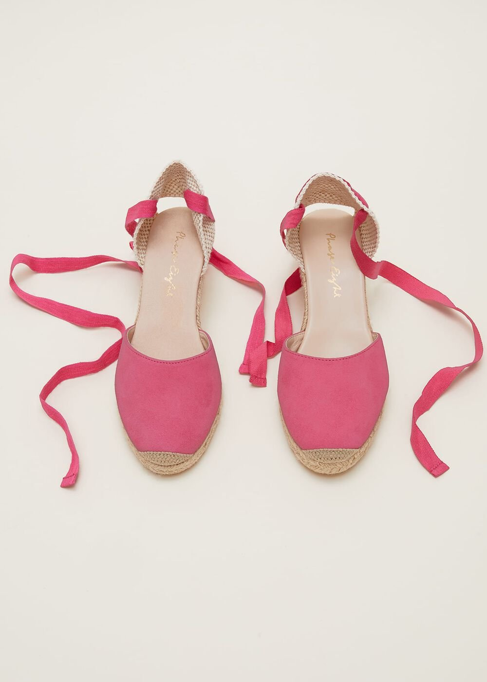 Suede Ankle Tie Espadrille Shoe - Bright Pink