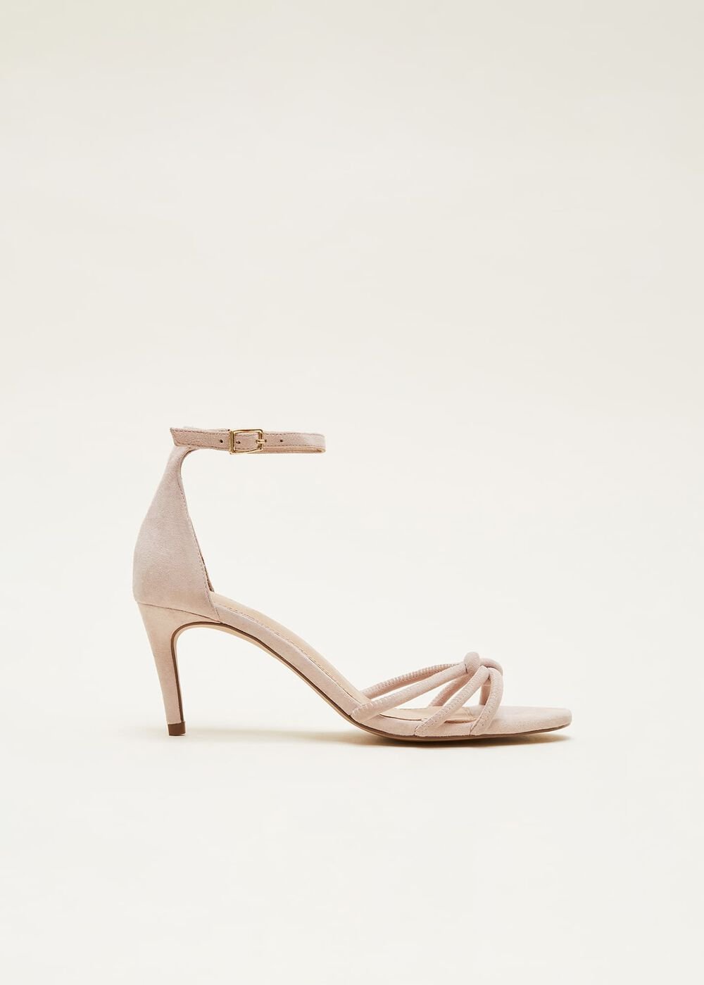 Suede Knotted Barely There Sandal - Cameo