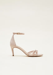 Suede Knotted Barely There Sandal - Cameo