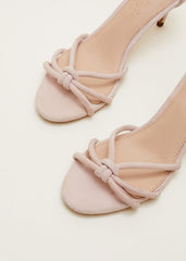 Suede Knotted Barely There Sandal - Cameo