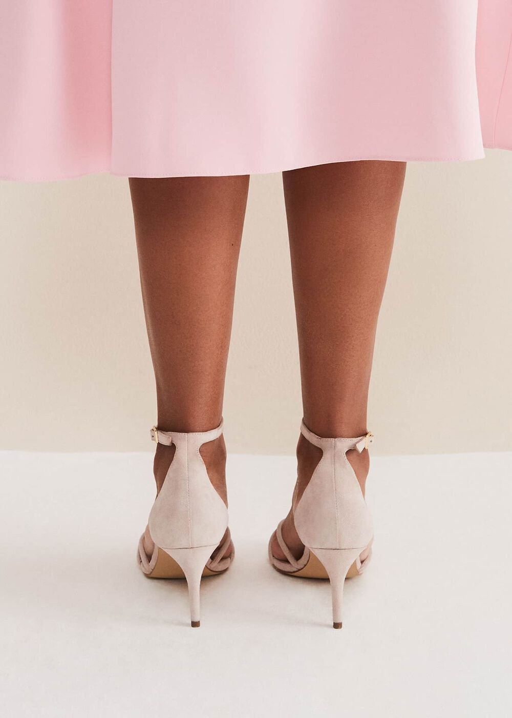 Suede Knotted Barely There Sandal - Cameo