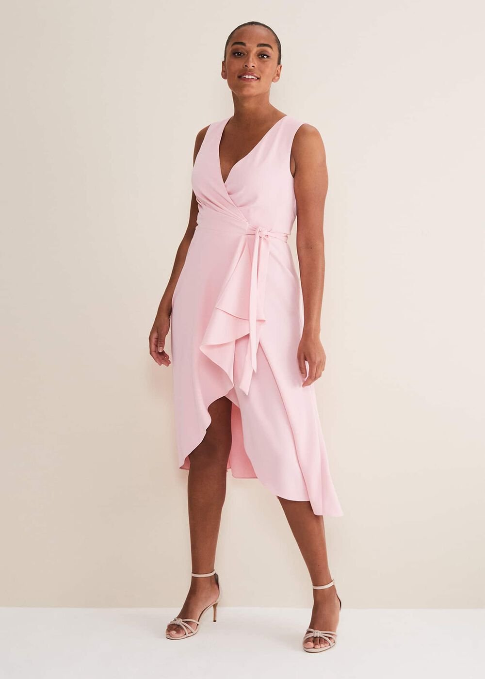 Suede Knotted Barely There Sandal - Cameo