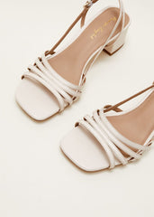 Leather Slingback Block Heel Sandal - Cream