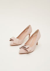 Suede Bow Front Court Shoes - Cameo