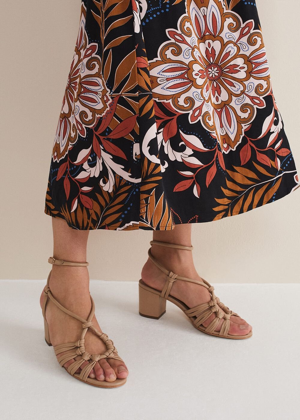 Leather Ankle Strap Sandal Shoe - Tan