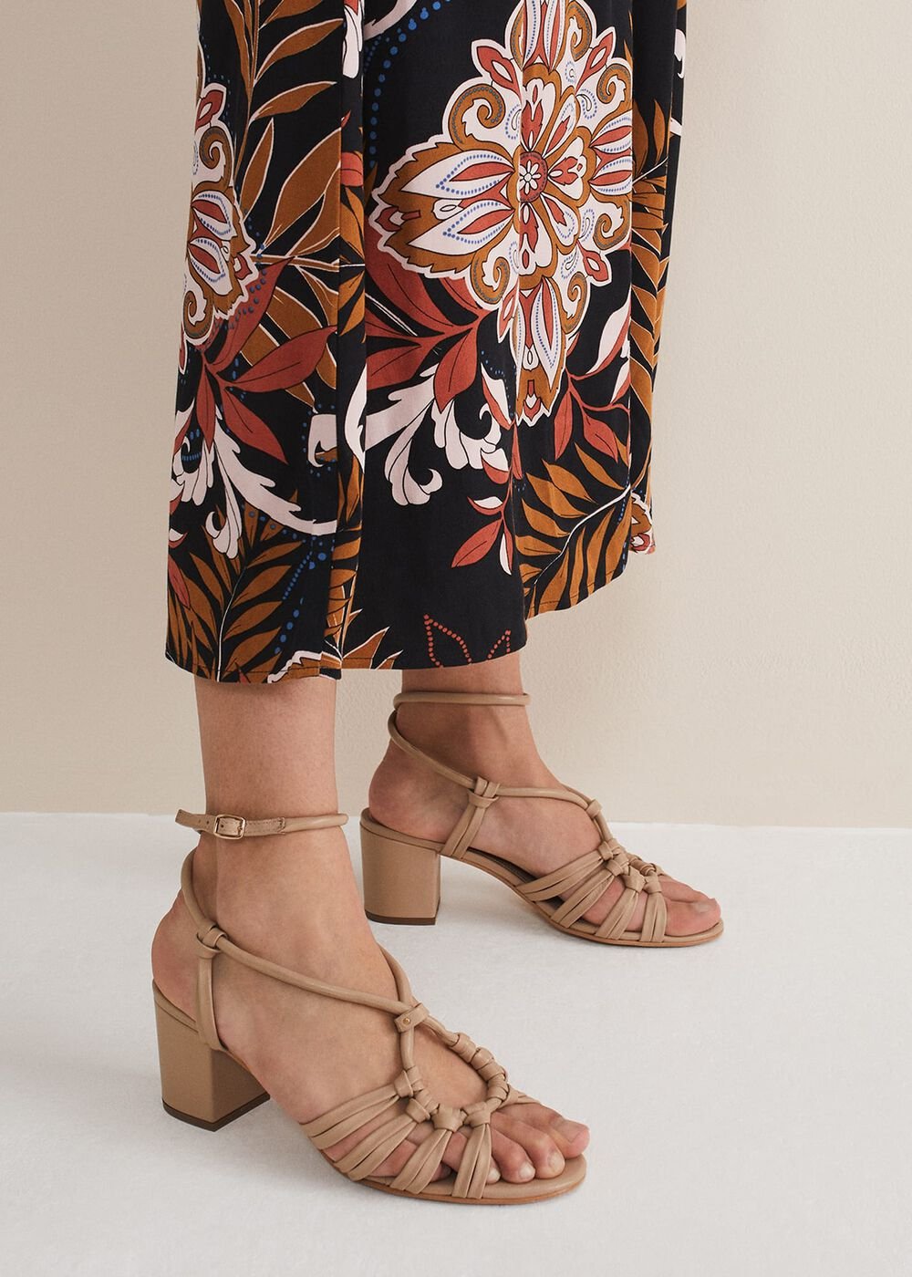 Leather Ankle Strap Sandal Shoe - Tan