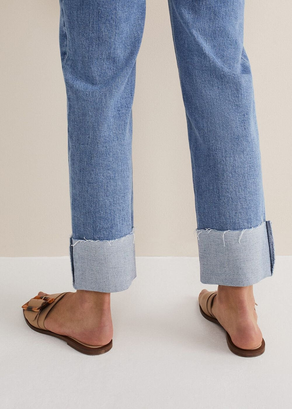 Leather Buckle Flat Sandals - Neutral