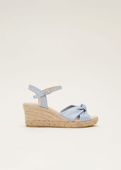 Leather Knot Front Espadrilles - Cornflower