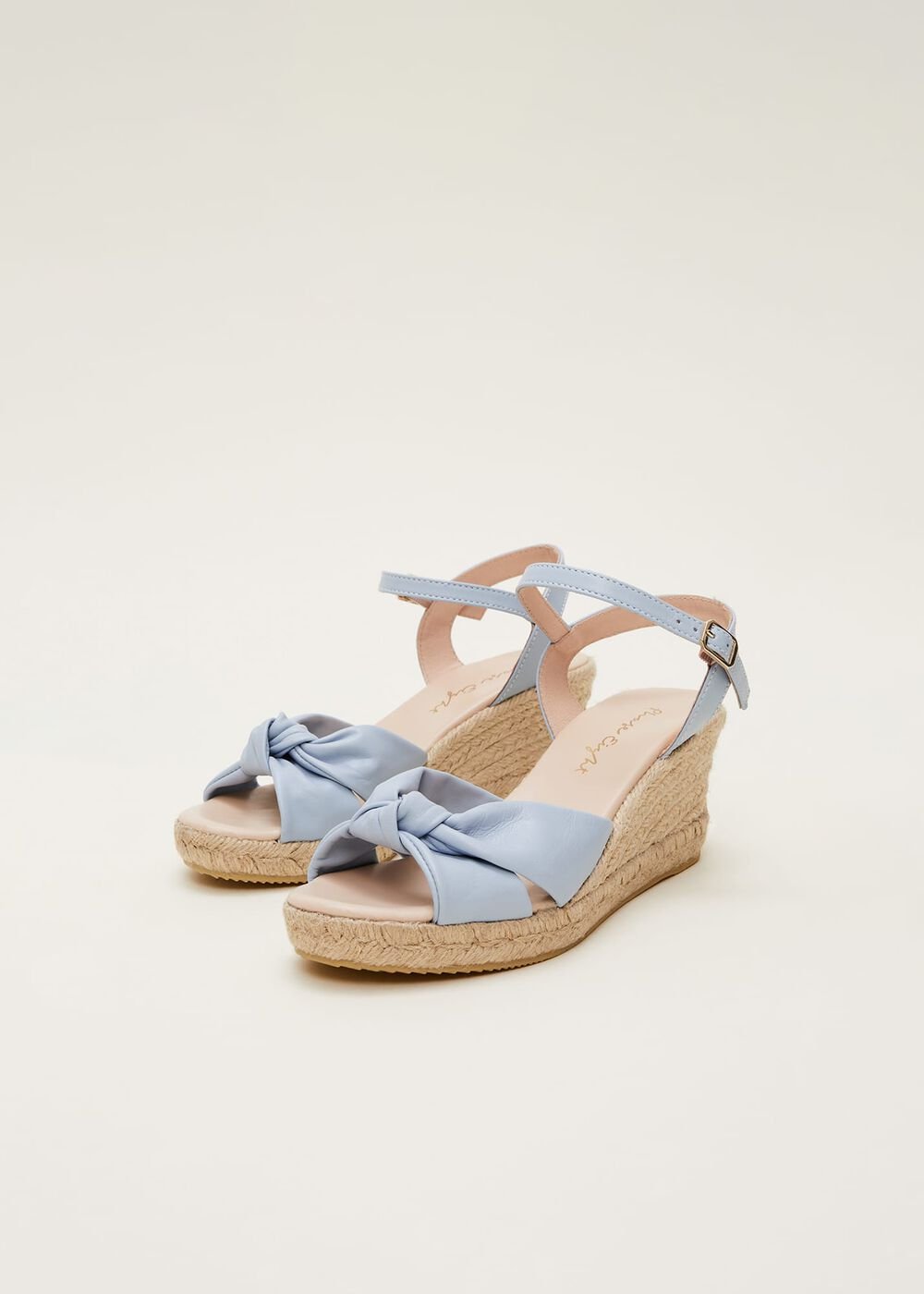 Leather Knot Front Espadrilles - Cornflower