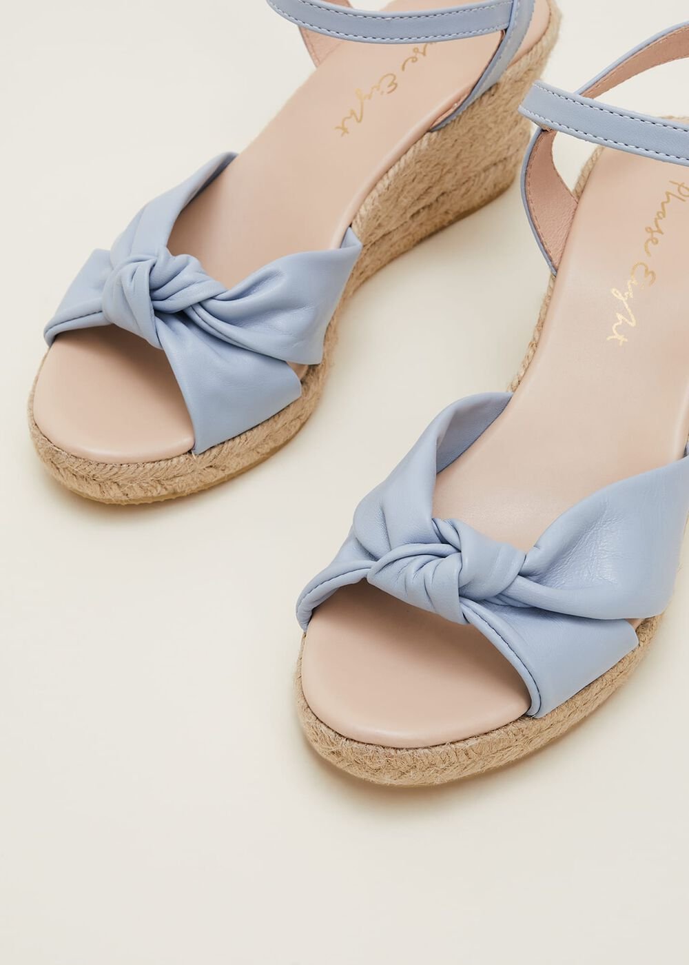 Leather Knot Front Espadrilles - Cornflower