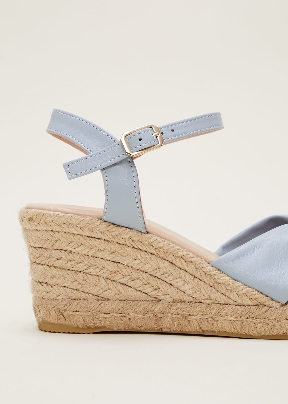 Leather Knot Front Espadrilles - Cornflower