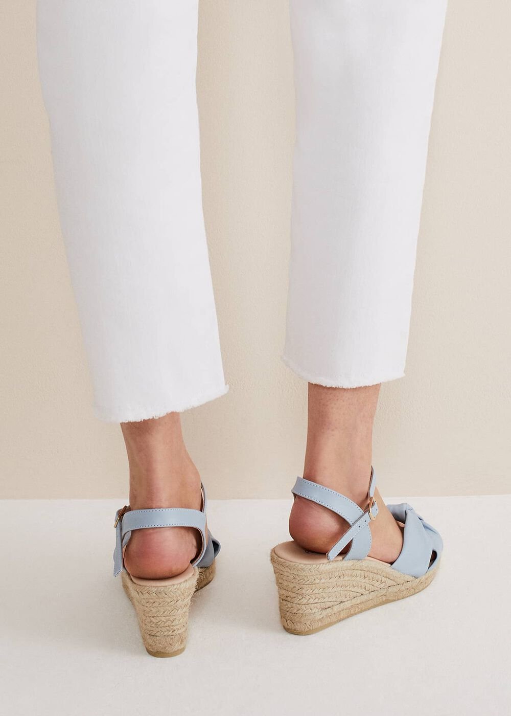 Leather Knot Front Espadrilles - Cornflower