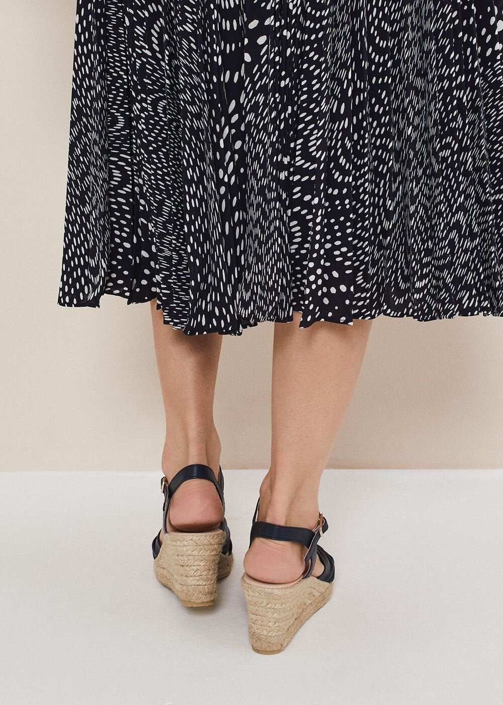 Leather Knot Front Espadrilles - Navy
