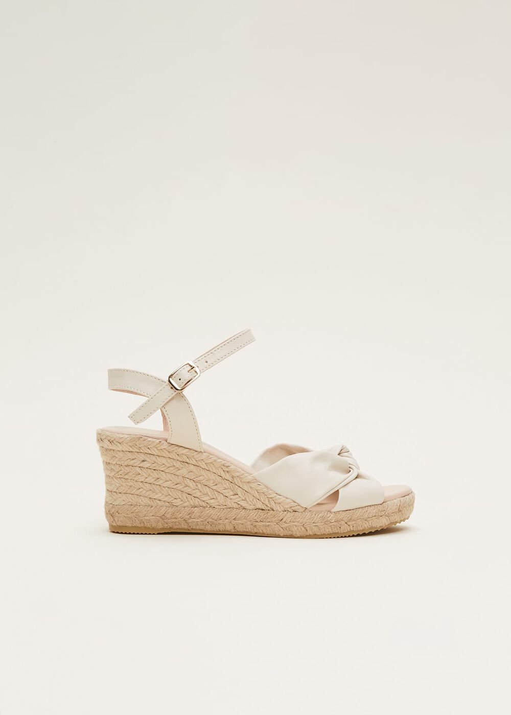Leather Knot Front Espadrilles - Ivory
