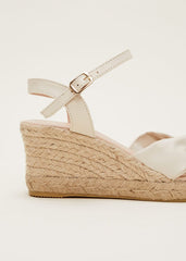 Leather Knot Front Espadrilles - Ivory