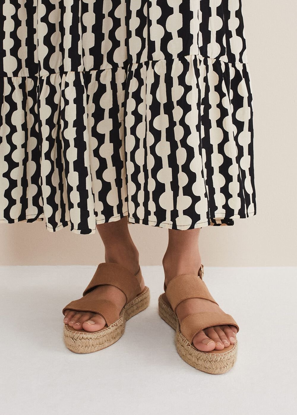 Brown Suede Chunky Sandals - Tan