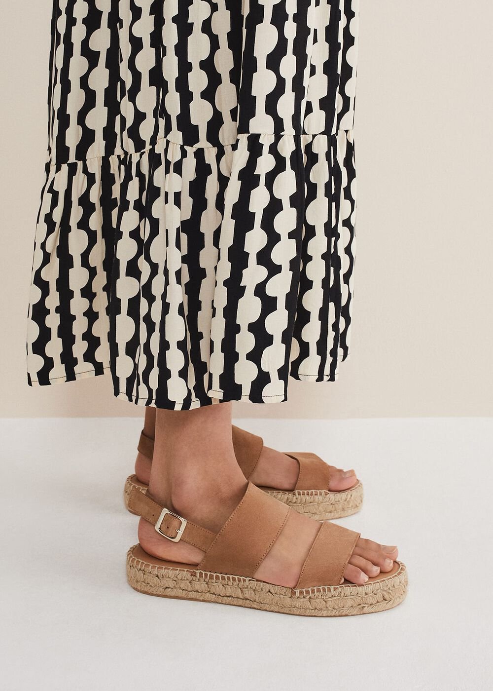 Brown Suede Chunky Sandals - Tan