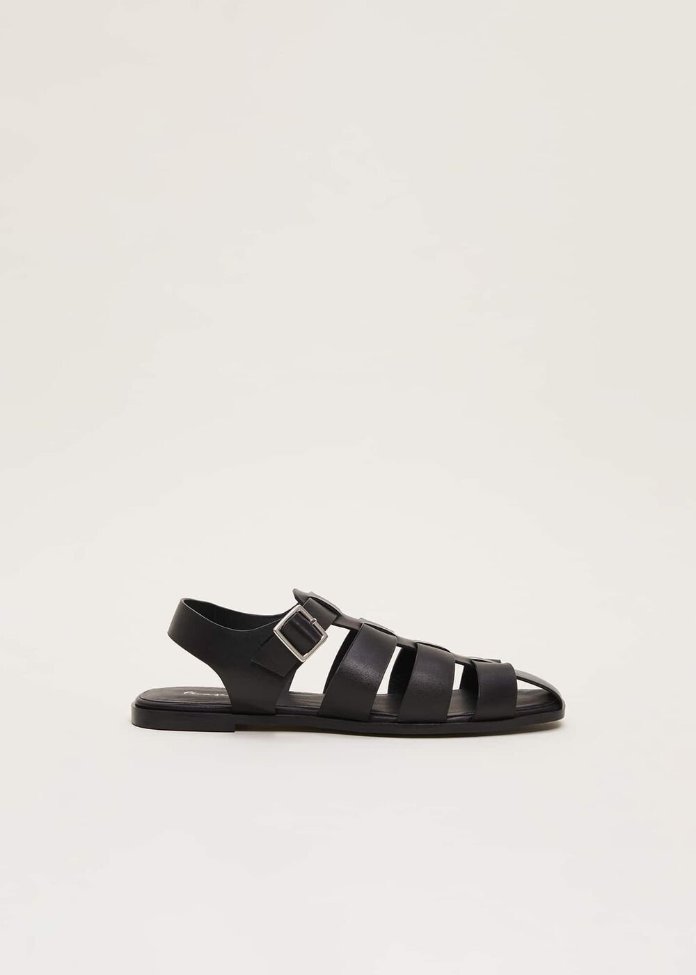 Leather Chunky Strap Sandal - Black