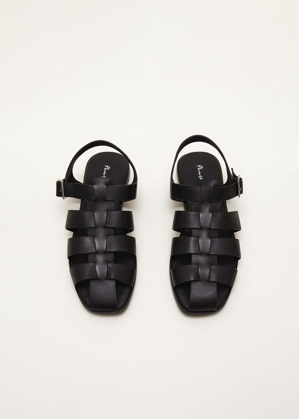 Leather Chunky Strap Sandal - Black