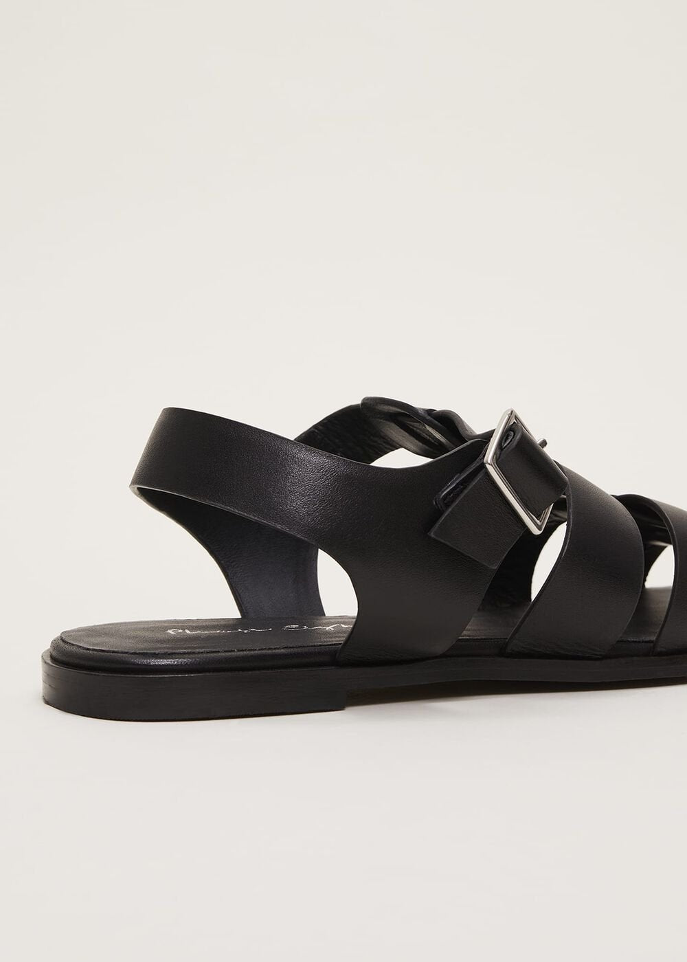 Leather Chunky Strap Sandal - Black