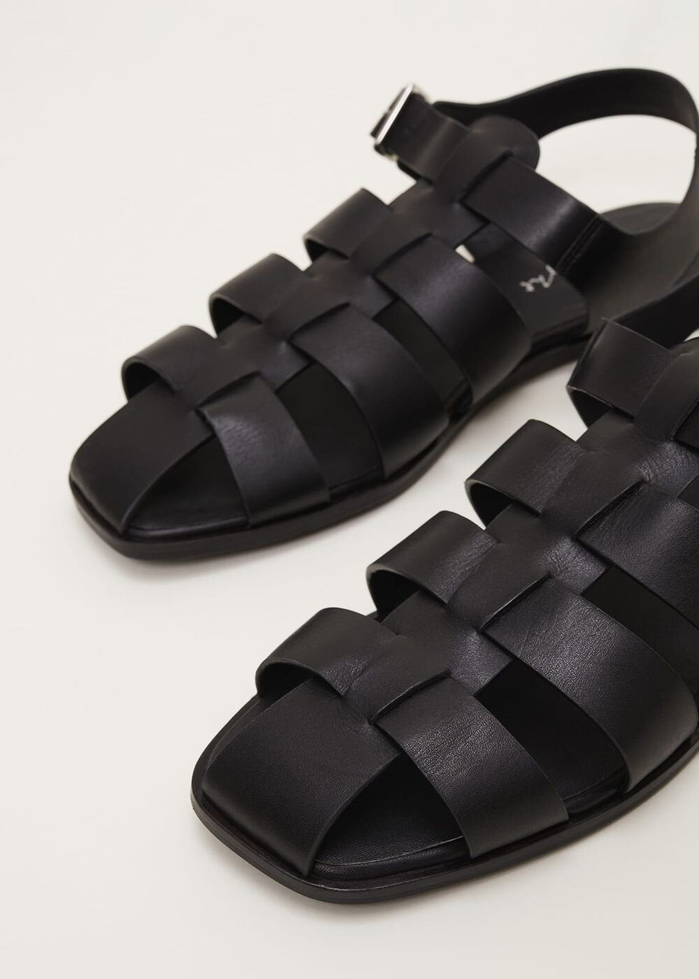 Leather Chunky Strap Sandal - Black