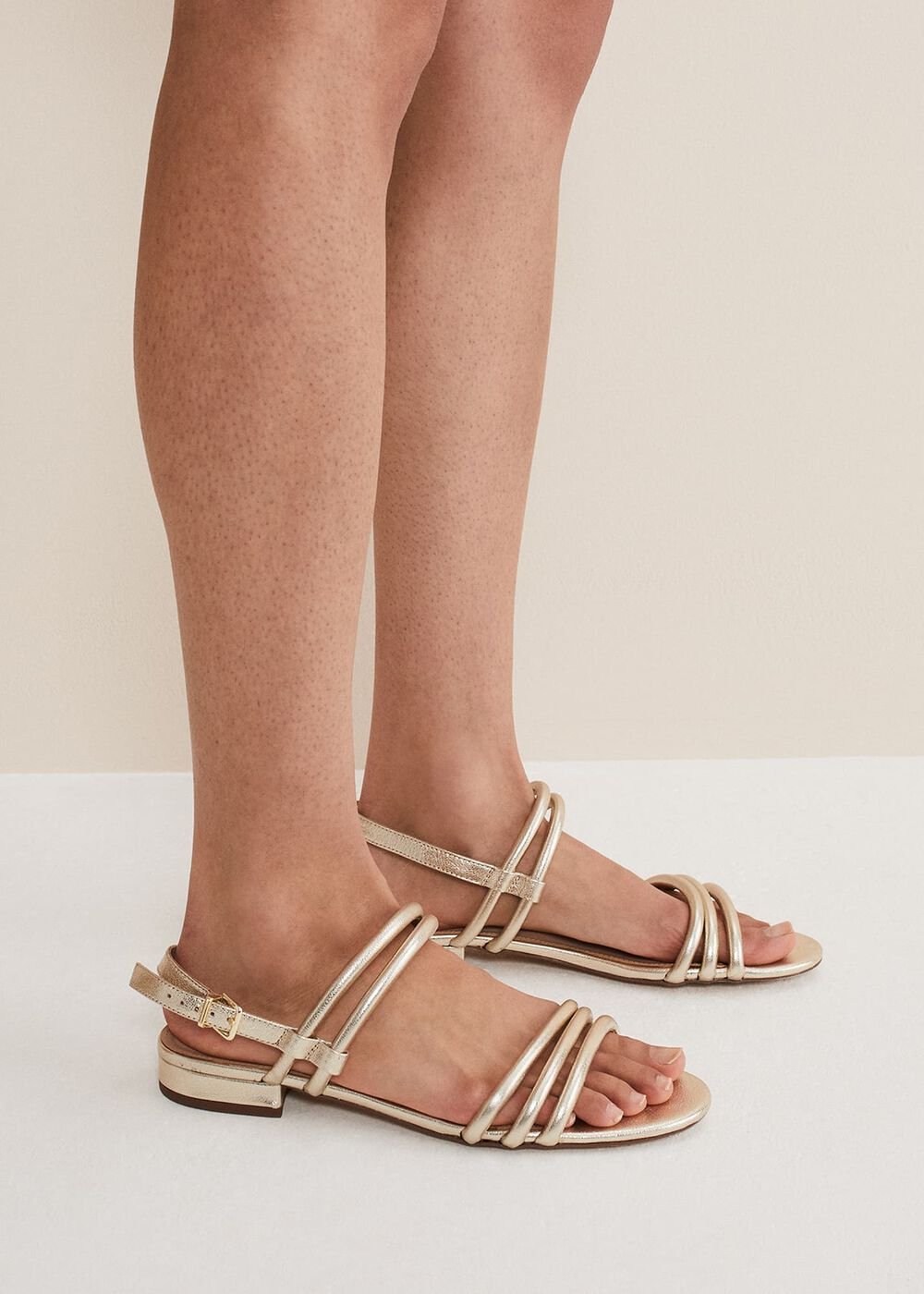 Gold Leather Sandals - Gold