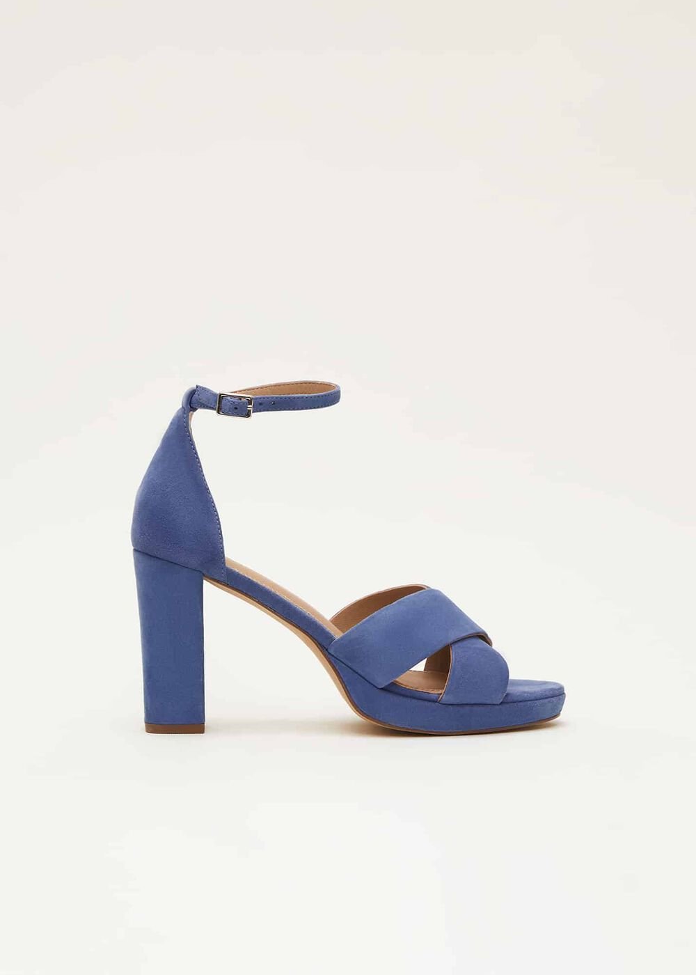 Navy Suede Platform Heels - Cornflower