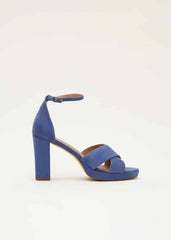 Navy Suede Platform Heels - Cornflower