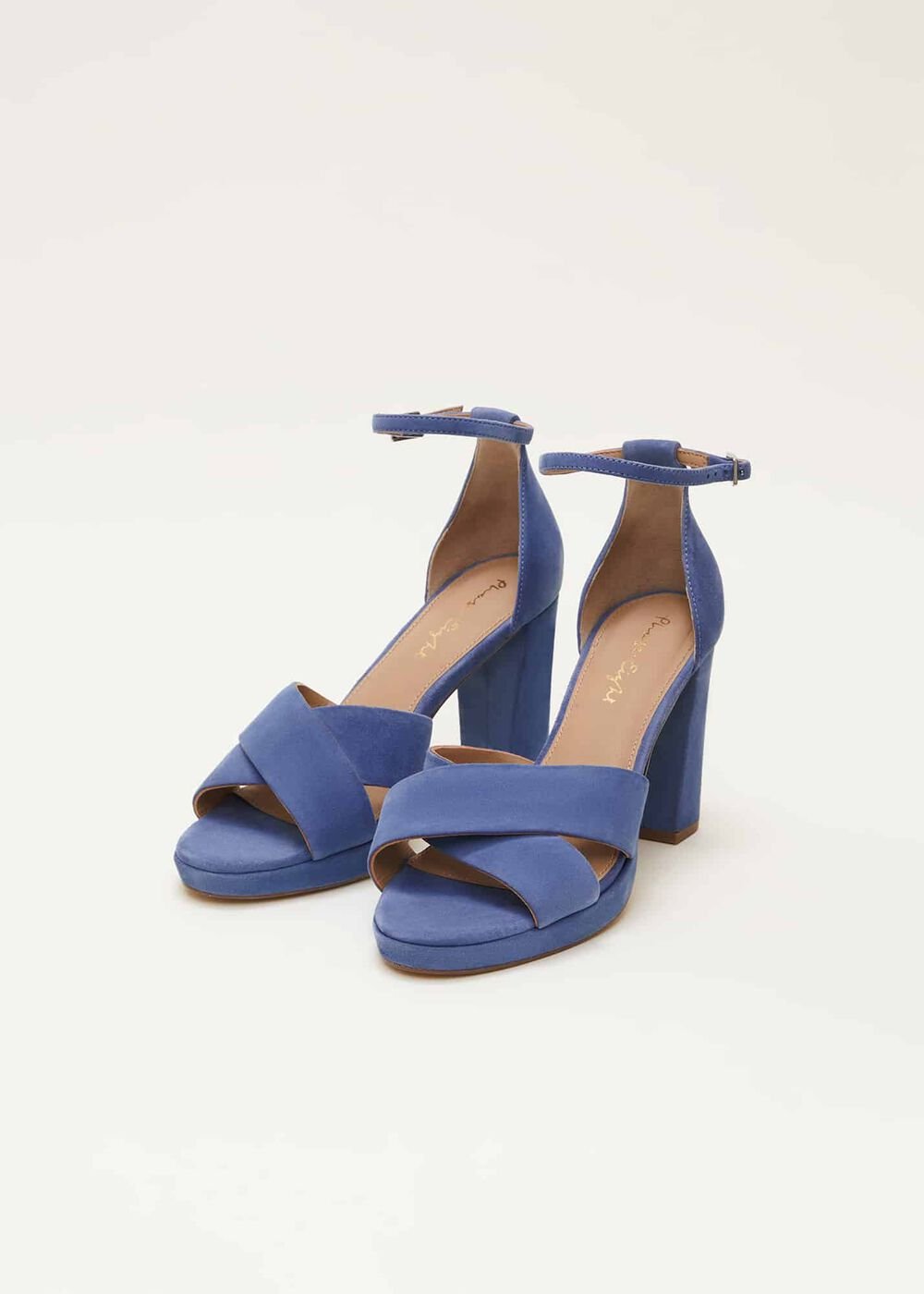 Navy Suede Platform Heels - Cornflower