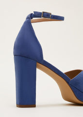 Navy Suede Platform Heels - Cornflower