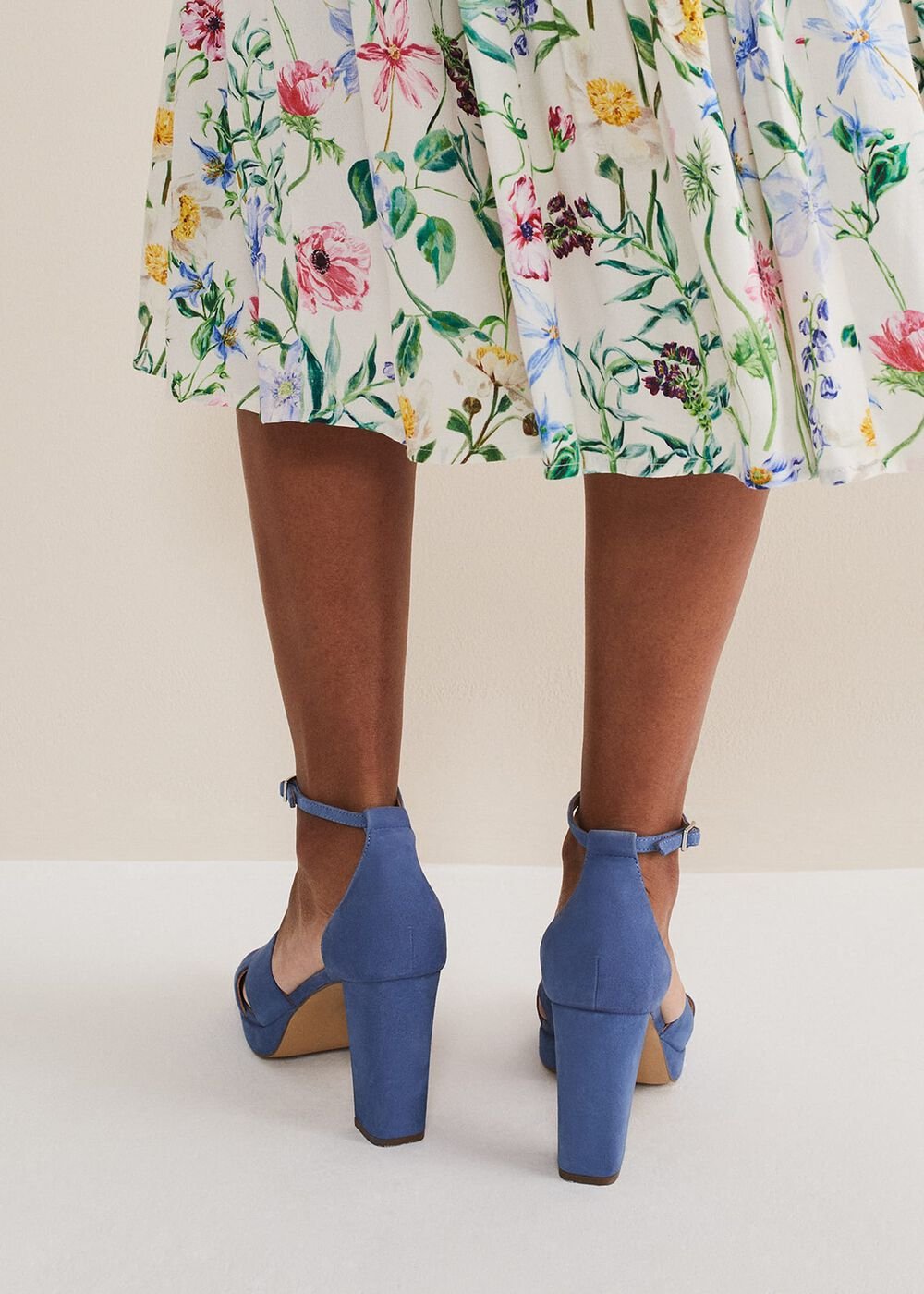 Navy Suede Platform Heels - Cornflower
