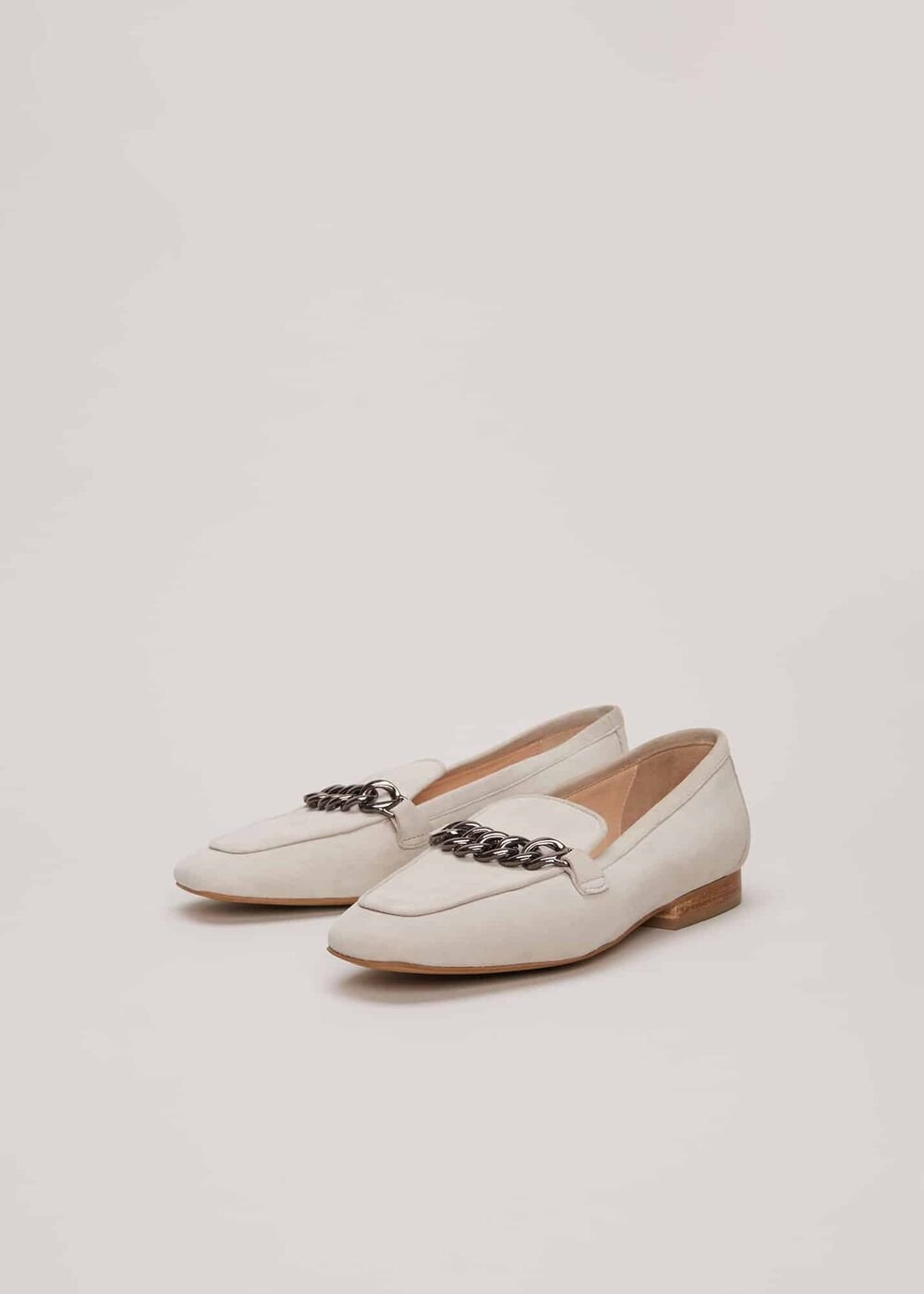 Grey Chain Detail Loafers - Light Grey