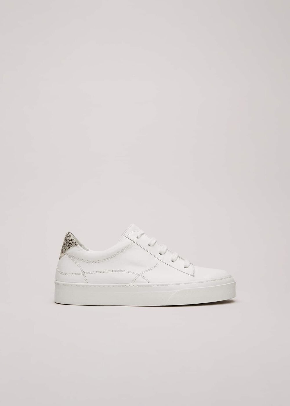 White Leather Trainers - White