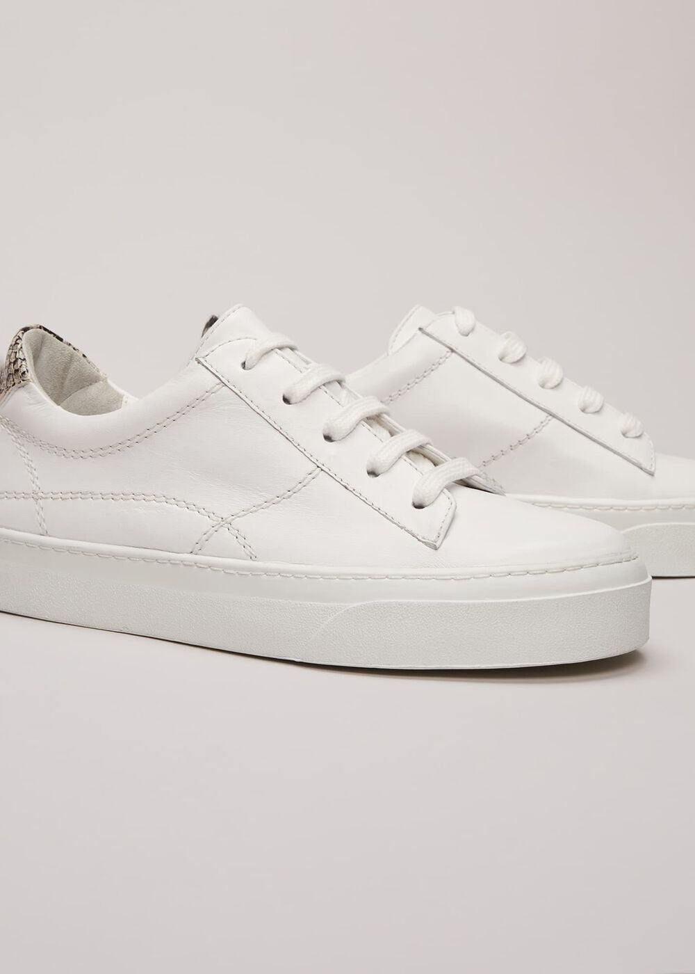 White Leather Trainers - White