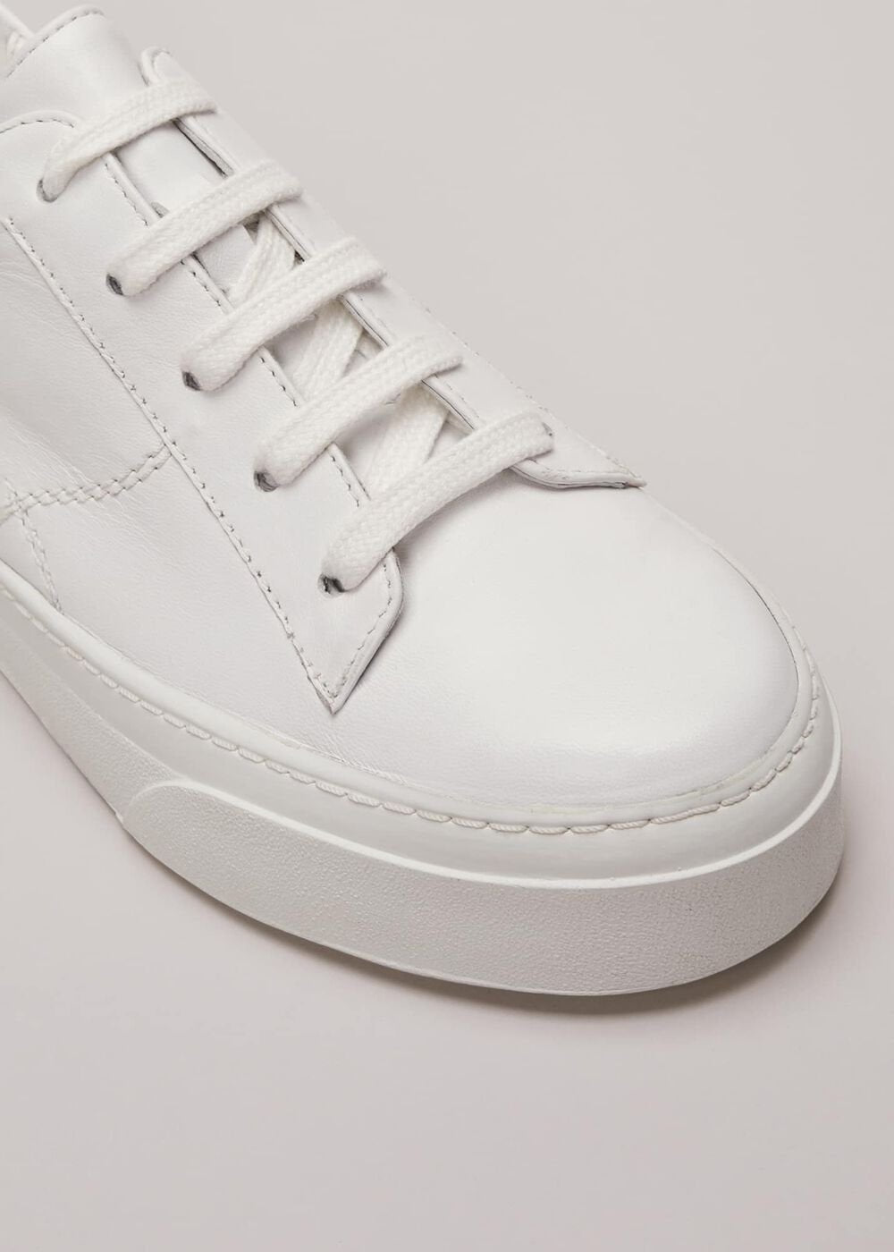 White Leather Trainers - White