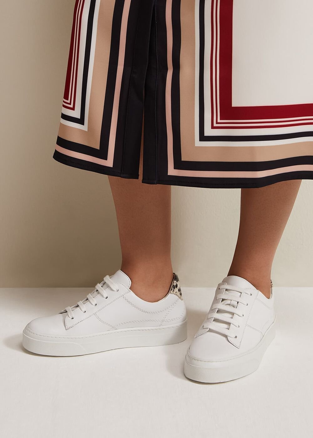White Leather Trainers - White