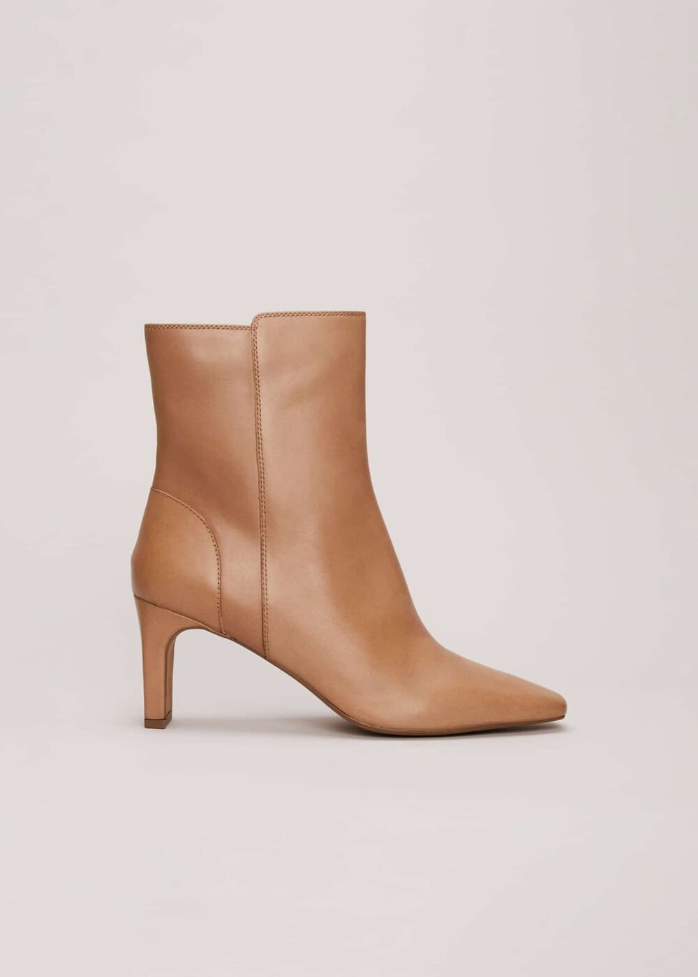 Brown Leather Ankle Boots - Light Tan