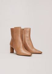 Brown Leather Ankle Boots - Light Tan