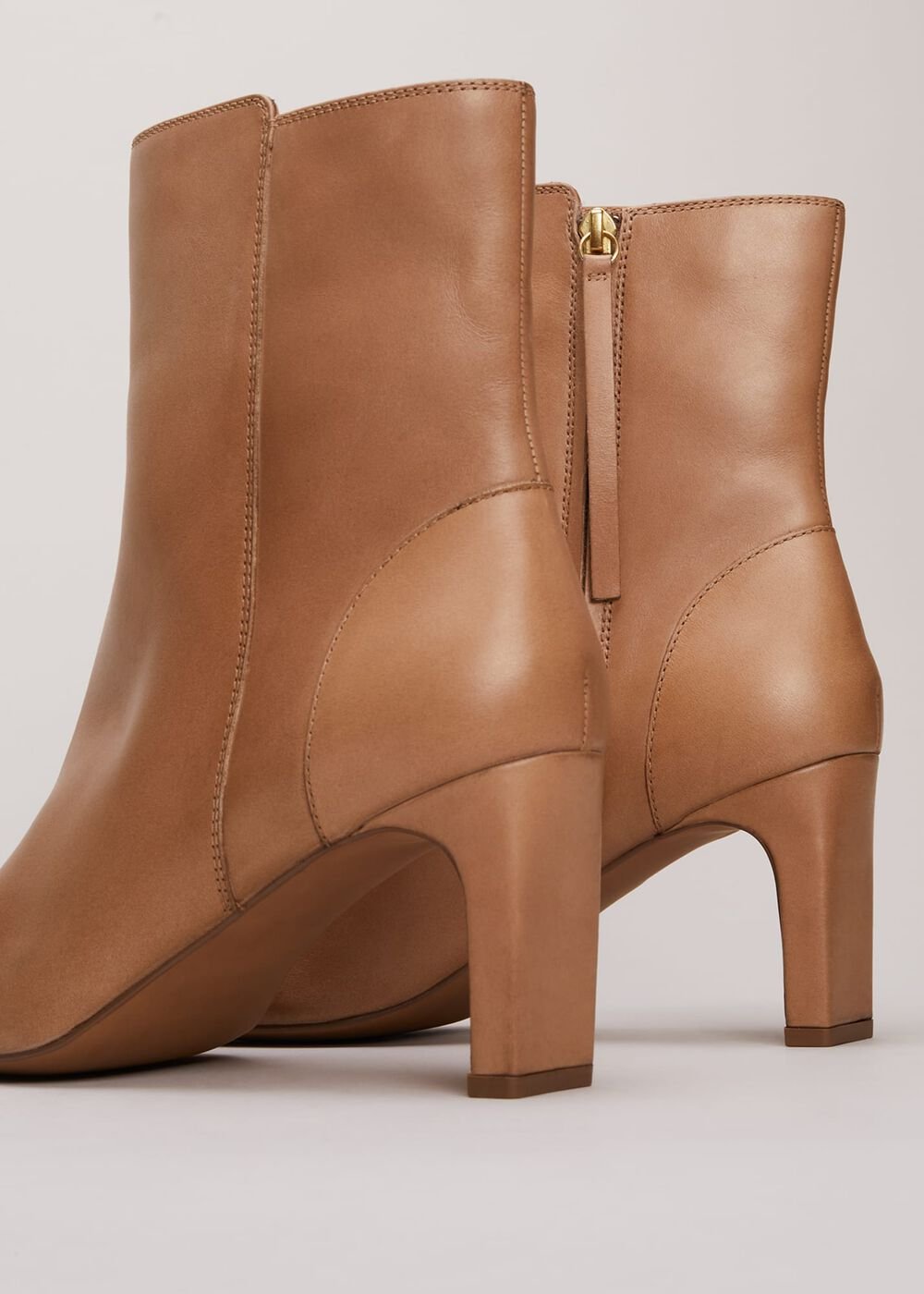 Brown Leather Ankle Boots - Light Tan