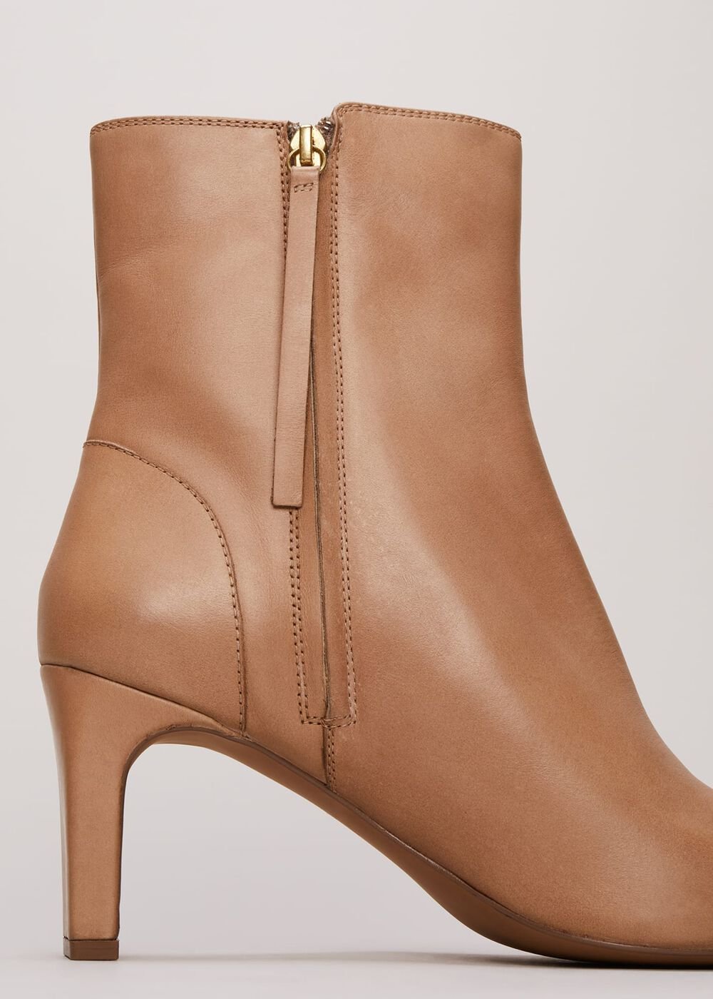 Brown Leather Ankle Boots - Light Tan