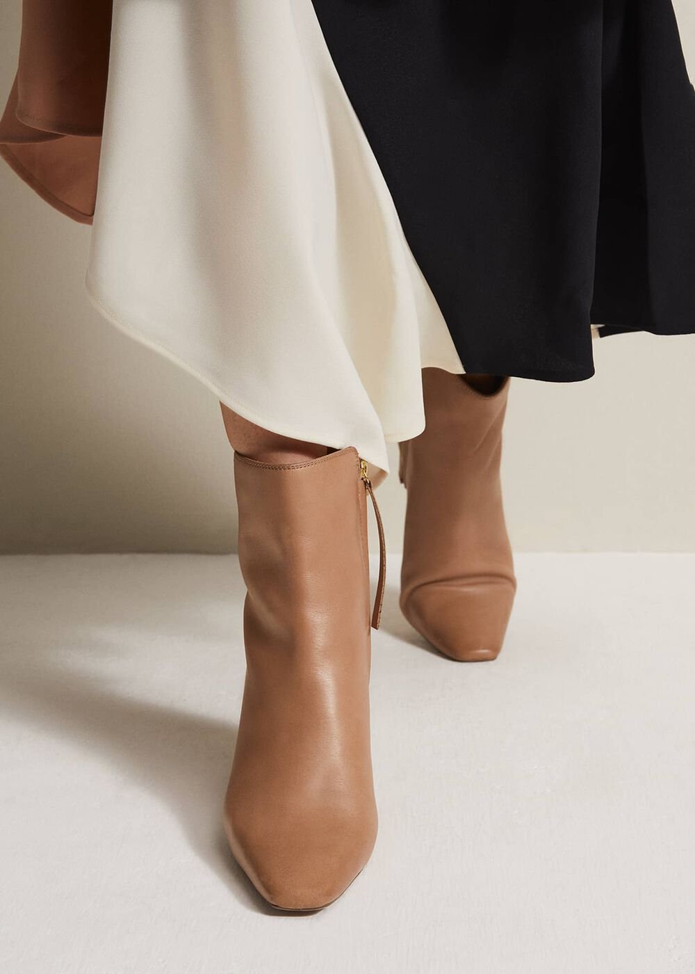 Brown Leather Ankle Boots - Light Tan